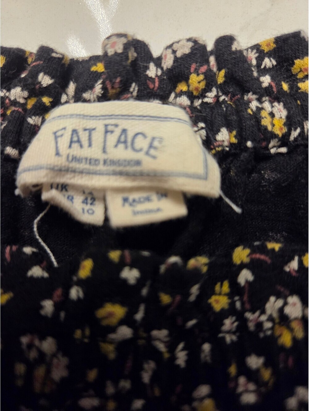 FatFace Women's Black Floral Off-Shoulder Blouse Size UK 14 EU 42 - Picture 3 of 8